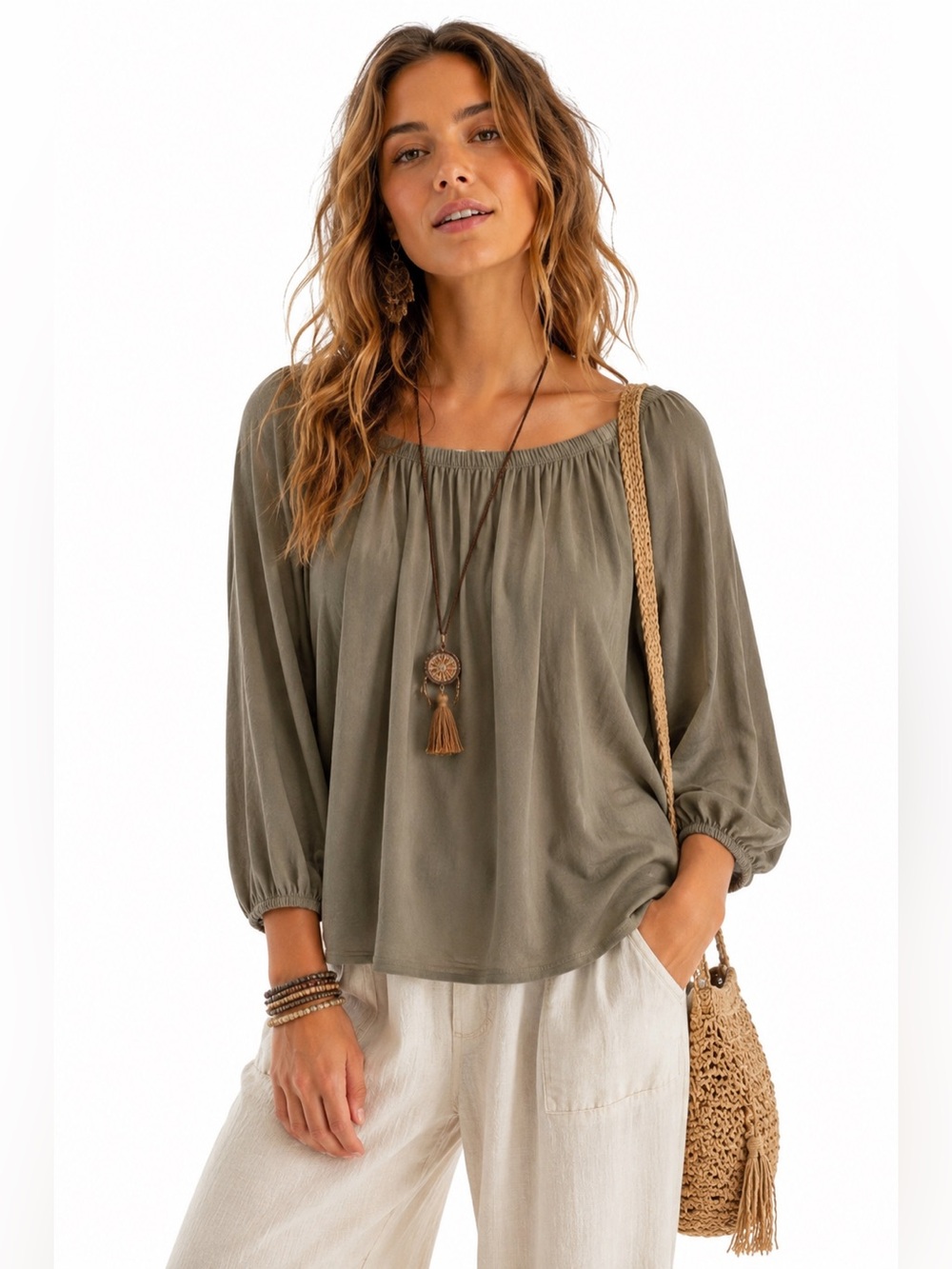 ⭐️ Hollister ($45) Olive Green Off The Shoulder Top - PTP 20